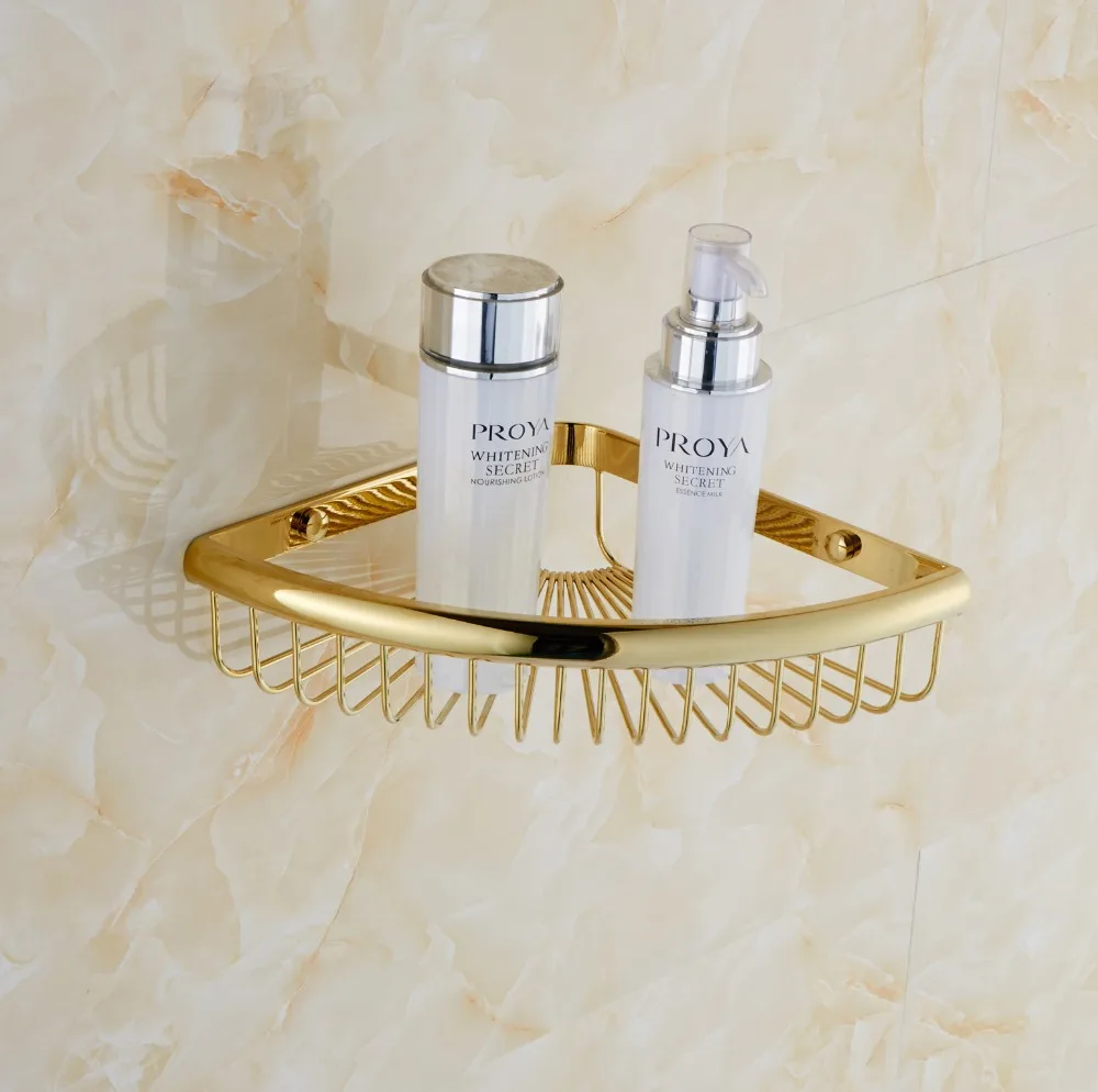 Modern Wall Mounted Single Tier Bath Glass Holder Corner Storage Shelf