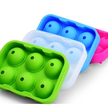 Новые 6 отверстий ледяные шарики питьевой поднос для вина кирпич круглый производитель плесень Сфера плесень вечерние бар силиконовые хоккей с шайбой