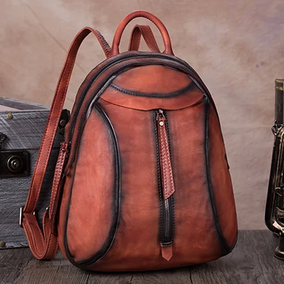 Новая кожаная сумка в стиле ретро, женская кожаная сумка ручной работы, первый слой, коровья кожа, рюкзак, женская сумка на плечо, рюкзак для отдыха и путешествий - Цвет: red