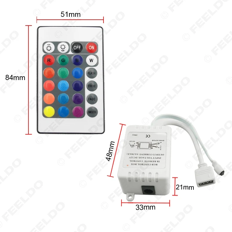 FEELDO автомобильный 5-24 V светодиодный ИК-контроллер 24 клавиши удаленный беспроводной контроллер для 3528 5050 RGB светодиодные полосы света#3955