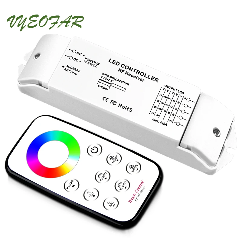 Новая цветная (RGB) Светодиодные ленты контроллер T3 + R4 12V 24V RF Беспроводной