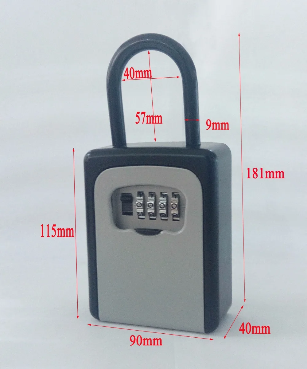 Outdoor Key Safe Box Keys Storage Box Padlock Use Four Password Lock Alloy Material Keys Hook Security Organizer Boxes