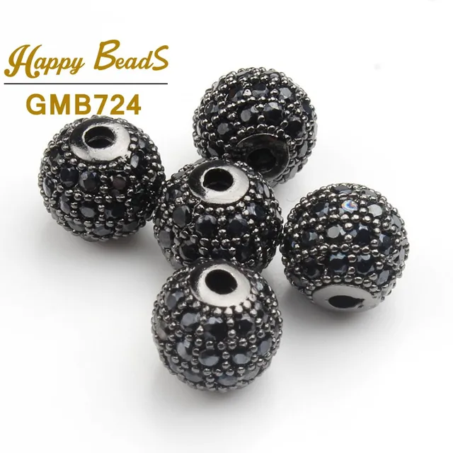 3pcs/lot Round Ball CZ Beads Metal Brass Micro Pave Crystal Zircon Space Beads For Jewelry DIY Charm Bracelet Making 4/6/8/10mm 3pcs