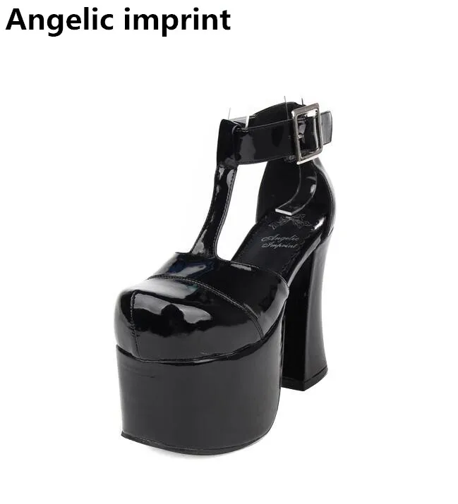 strap Angélique 33 flock Femmes Robe Lolita 47 rouge Fille Leather Pompes Talons Dame De Chaussures Cosplay Soirée Empreinte Haute Patent Mori Femme Princesse T vqUwvBr