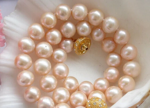 

ddh002514 Natural AA++ REAL 17" 11-13mm ROUND PINK FRESHWATER PEARL NECKLACE