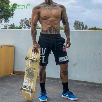 

LANTECH Men Shorts Bodybuilding Jogger Fitness Exercise Shorts Trousers Fashion Muscle Casual