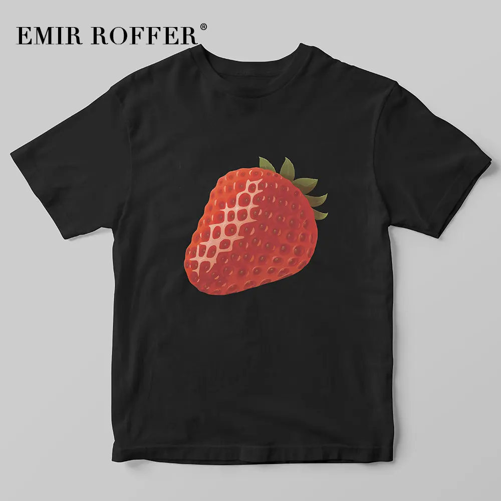 

EMIR ROFFER 2019 Summer Fruit Strawberry Print T-shirt Harajuku Kawaii T Shirt Women Fashion Graphic Tee White Tshirt Tops