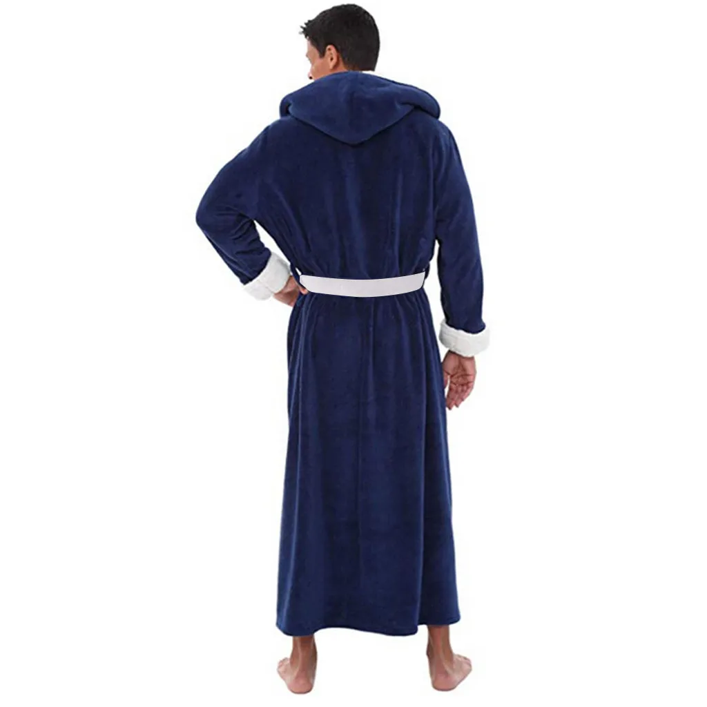 Мужской зимний плюшевый халат, Размер 5XL, удлиненный теплый плюшевый халат с длинными рукавами в стиле пэчворк, комплект нижнего белья Warme Kleding E
