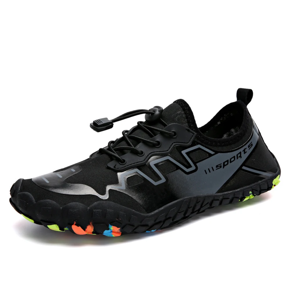 Мужская водонепроницаемая обувь спортивная Aqua Barefoot быстросохнущая дышащая нескользящая обувь для прогулок на лодках BB55 - Цвет: Черный