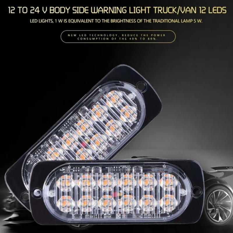 

12-24V 12 LED 36W Car Body Side Strobe Warning Light Flashing UltraThin Strobe Light Car Styling