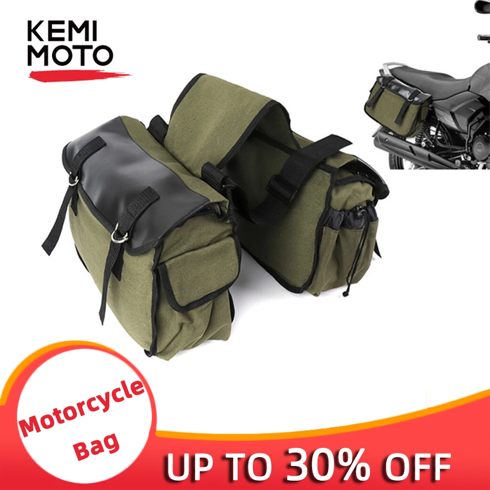 

Motorcyle Canvas leather Saddlebags Equine Back Pack Canvas Bag For Sportster For Kawasaki 1000 For Suzuki 1,056 cubic inches