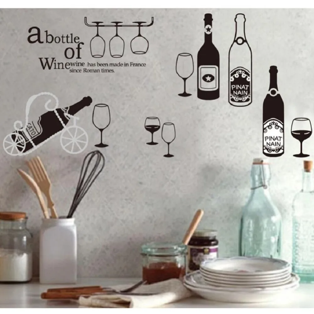 DIY Wall Sticker Red Wine Glass Vinyl Wall Decals ...