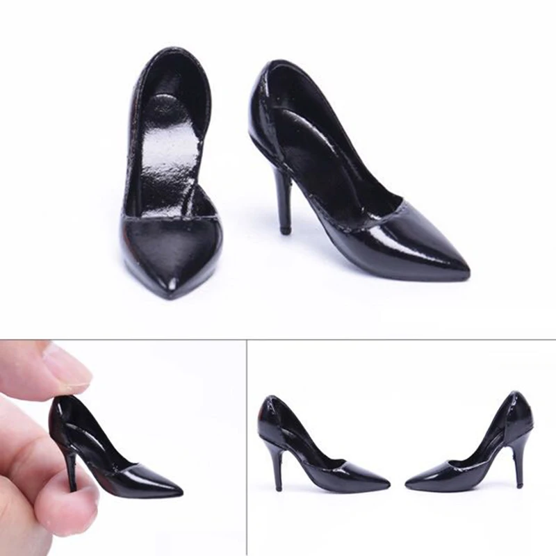 16 Female Black Pumps Shoes for 12''Action Figures Bodies