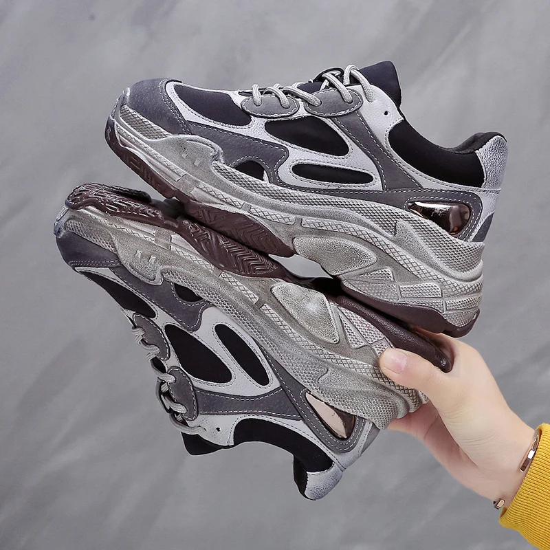 

Women Sports Shoes Girl Dirty Sneakers Running Shoes Height Increasing Lace up Breathable Casual Comfortable Training Shoes