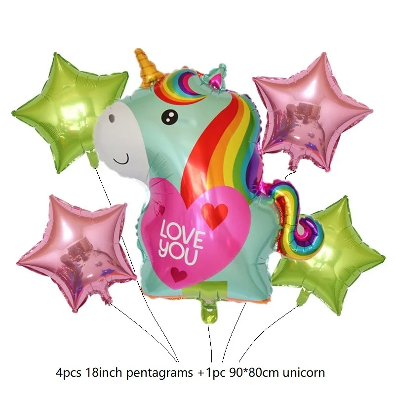 Единорог красочная пентаграмма Звезда фольга для дня рождения декоративные воздушные шары подарок на день детей праздничные Свадебные Воздушные шары
