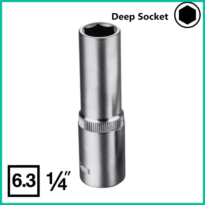 

1/4" Socket Wrench head metric socket set socket wrench kit bolt long deep Hexagon allen head torque wrench sleeve head