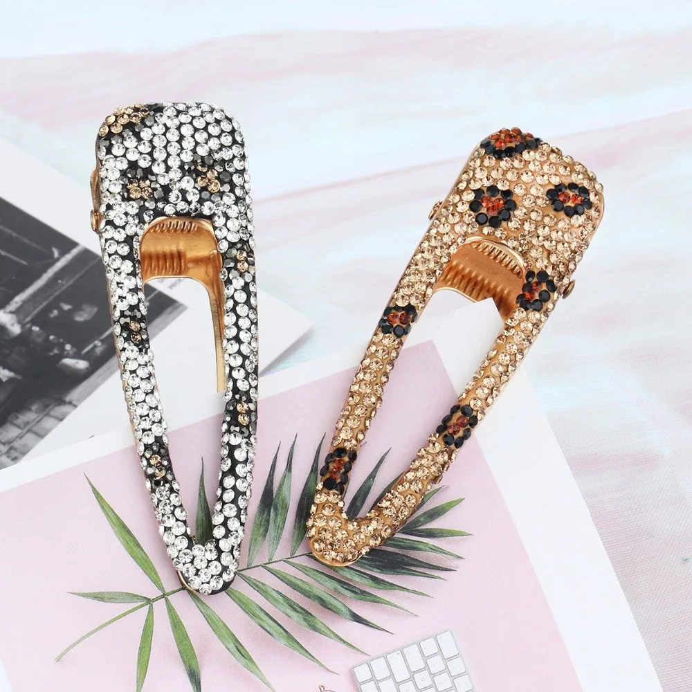 

Metal Hair Accessories Headwear Women Girl Leopard Crystal Hairpin Barrettes Styling Tool Ornament Hair Snap Clip Headdress FJ99