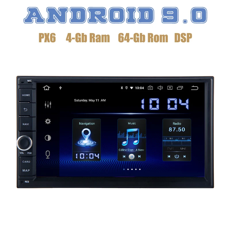 Android 9,0 2 двойной din Универсальный Автомобильный gps Радио мультимедийный плеер с ips экраном wifi usb PX6 DSP 4+ 64GB авто стерео