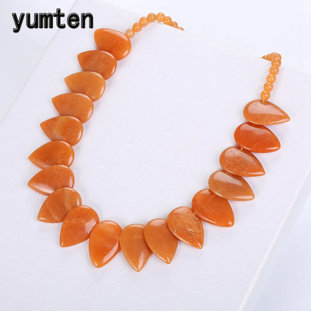 

Yumten Chalcedony Leaf Necklace Women Accessories Choker Flower Charms Jewelry Collane Pietre Naturali Collier Femme Fantaisie