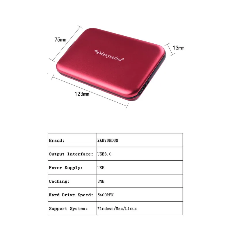  Manyuedun#3 2.5 Inch External Hard Drive Storage USB 3.0 HDD Portable External HD Hard Disk for Des