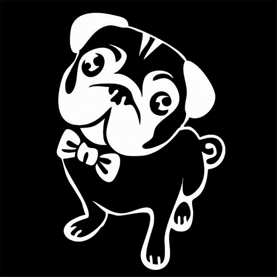 1015.2CM Lovely Pug Dog Cartoon Car Sticker Fashion Personality Car Styling Stickers BlackSilverLaser (3)