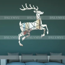 Deer Pattern Wall Sticker 3D Mirror Wall Stickers Acrylic Sticker Wall Decor Kids Room Decoration Living Room Wall Decals deer 3d wall sticker