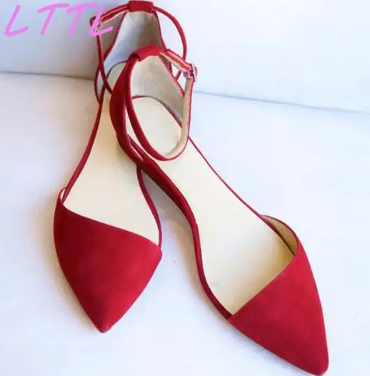 Faux Suede Leather font b Women b font Pointy Toe Ballet Flats Elegant Style Thicken Ankle
