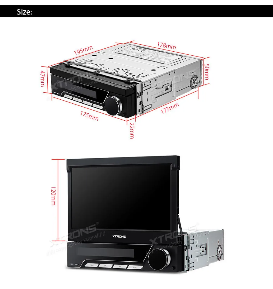 Clearance 7" Universal 1 Din Car DVD Player Digital Motorized Detachable Face Panel Auto Radio GPS Navigation DAB+ Autoradio Stereo 15