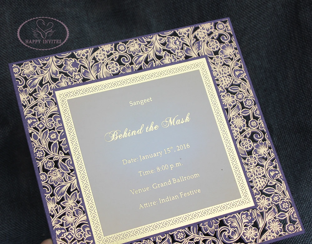 HI3025 - 11 Custom Luxury Wedding Invitation Cards in Laser Cut Design Made in China