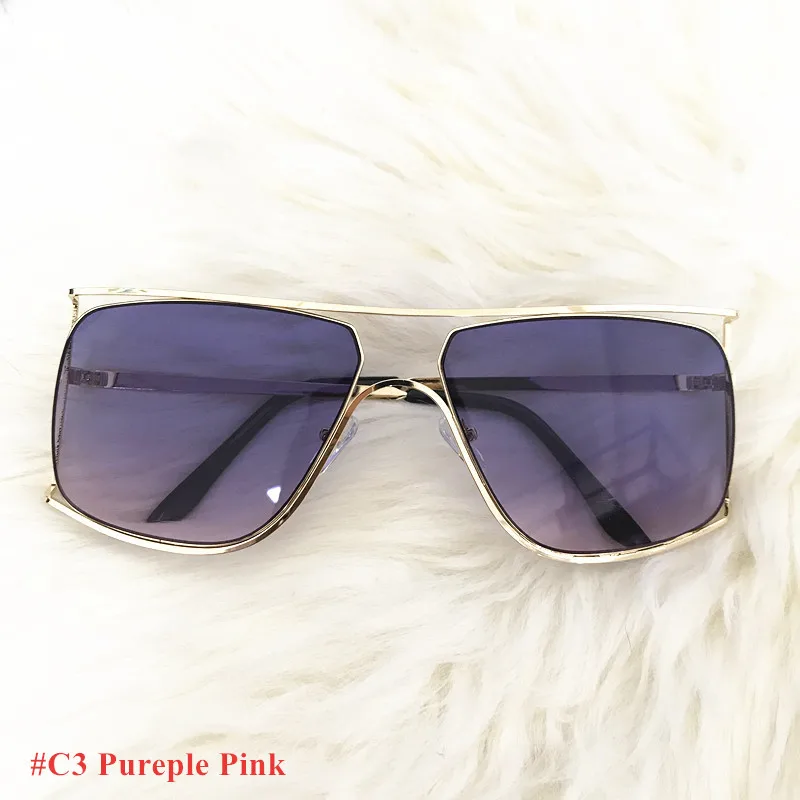 Emosnia оправы золотистые женские прозрачные солнцезащитные очки Для мужчин Брендовая Дизайнерская обувь пилот, солнцезащитные очки с большой оправой солнцезащитные очки с вогнуто-выпуклыми линзами, женские очки с оправой - Цвет линз: c3 purple pink