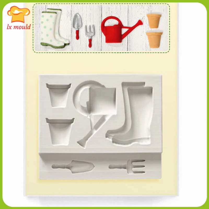 Shoes flower pots and kettles shovels silicone candy mold silicone cake