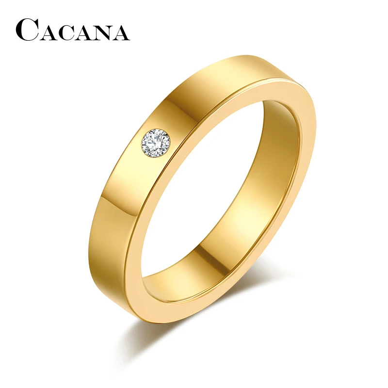 Кольца CACANA из нержавеющей стали для женщин простой фианит модные украшения