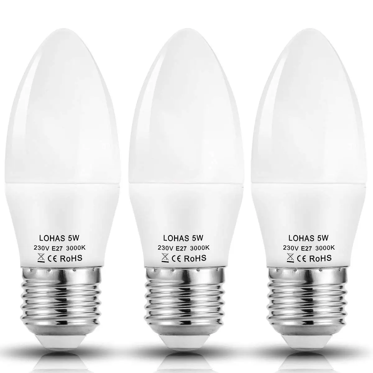 

Bayonet LED Candle Bulbs 5Watt E27 40Watt Incandescent Bulb Equivalent Day White 3000/6000K 480lm Non Dimmable Light Bulbs-3Pack