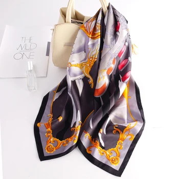 

100% Pure Silk Scarves Square Stoles 2020 New Women Bandana Floral Silk Head Scarves Print Summer Beach 90x90cm Pure Silk Scarf