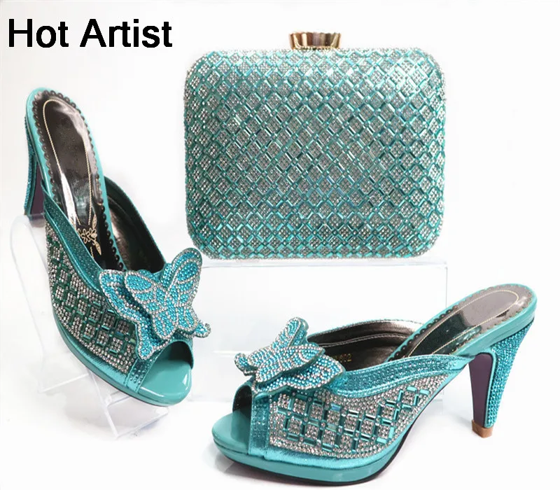 Italian Summer Pumps Shoes And Matching Bag Set Fashion High Heel Shoes And Evening Bag Set