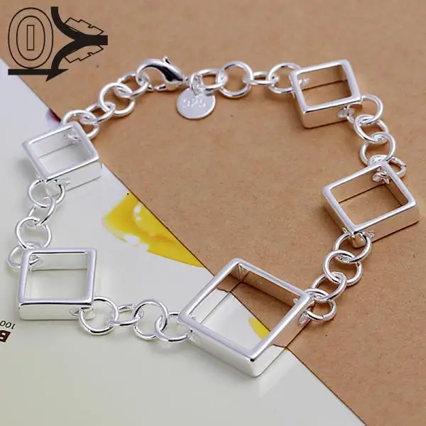 

2016 New Arrival Silver Plated Bracelet,Wedding Jewelry Accessories,Fashion Silver Full Quartet Grid Bracelets Bangle