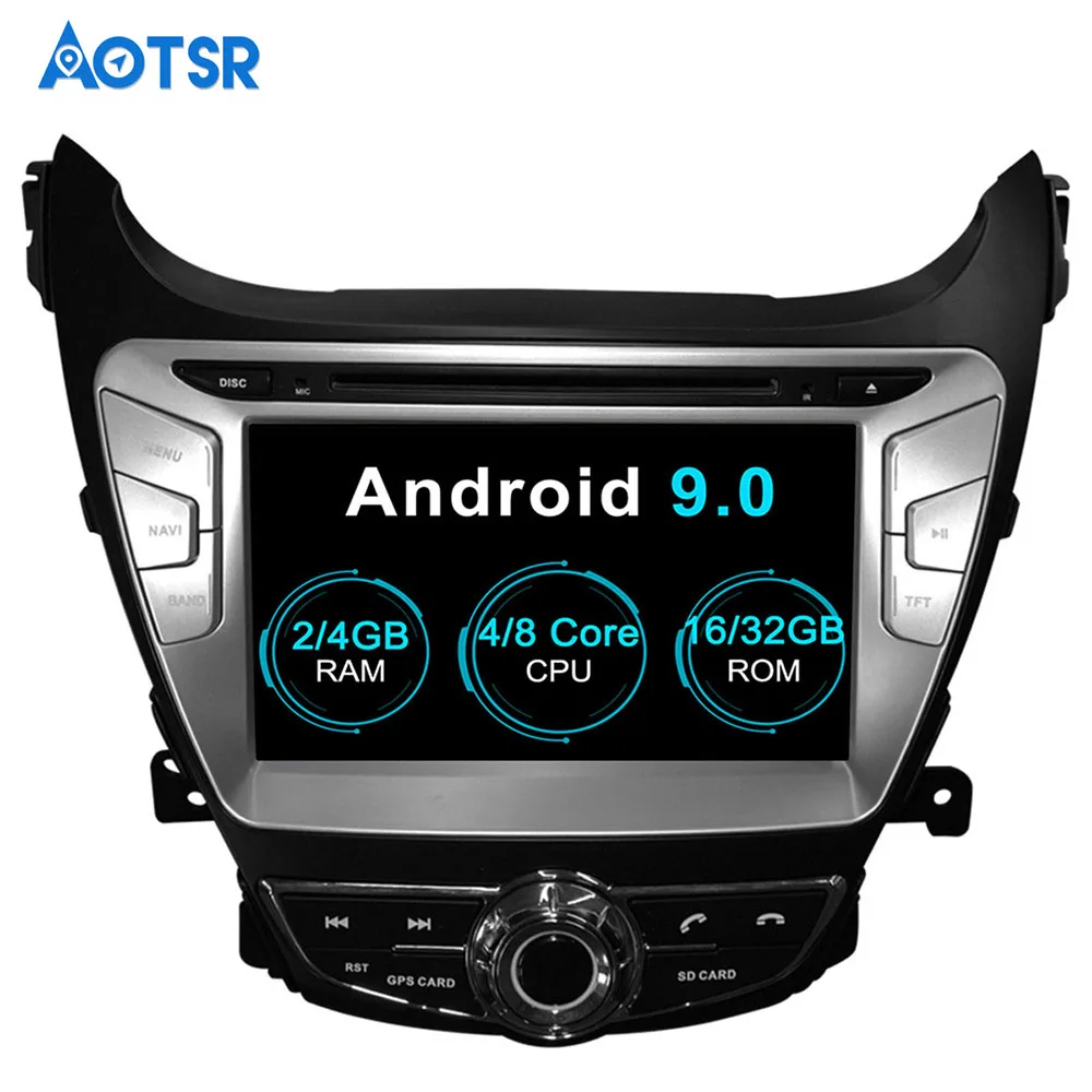 Автомобильный DVD плеер Aotsr Android 9 0 с GPS навигацией для Hyundai Elantra 2011 2013 мультимедийный