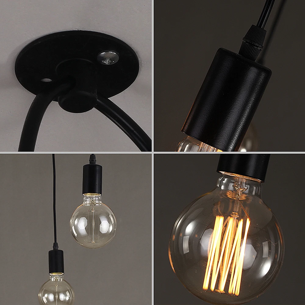 KARWEN, винтажный подвесной светильник с черным пауком, s, 2 м, лофт, Декор, регулируемый, E27, подвесной светильник, s, паук, потолочный светильник, светильник