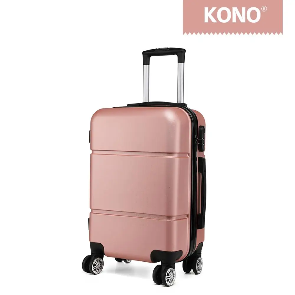 

KONO Rolling Luggage Travel Suitcase Hard Shell ABS Lightweight Boarding Check In Carry on Trolley Case Bag Nude 20 Inch YD1995