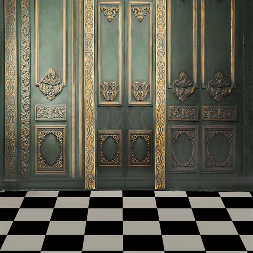 Retro Vintage Door Photography Backdrops For Weddings Printed Gold