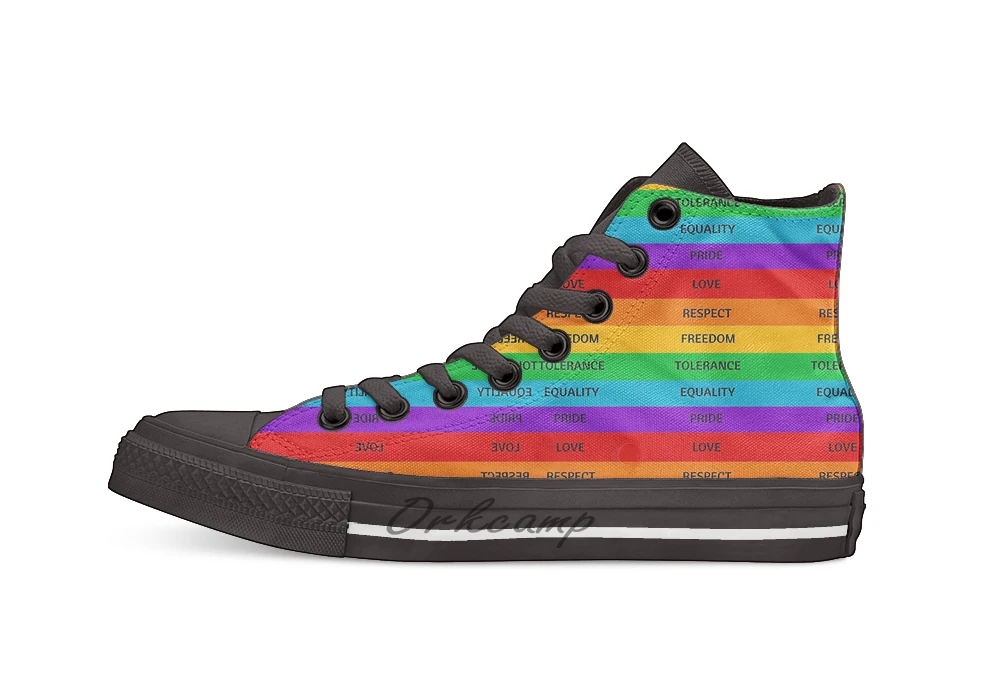 

Pride Flag Love Respect Freedom Tolerance Equality Pride Casual High Top Canvas shoes sneakers Light Walking Shoes