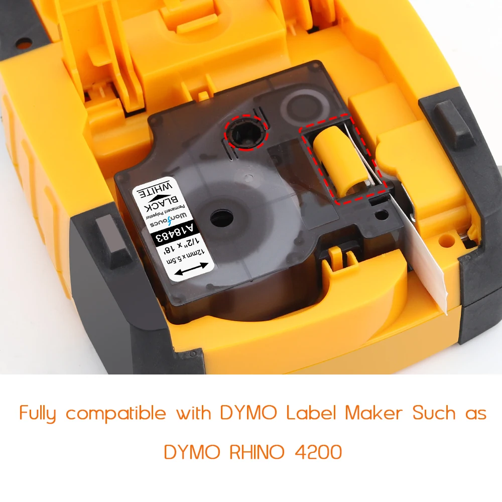 2 шт. 18052 Dymo Rhino промышленная термоусадочная трубка S0718270 6 мм совместимая черная на