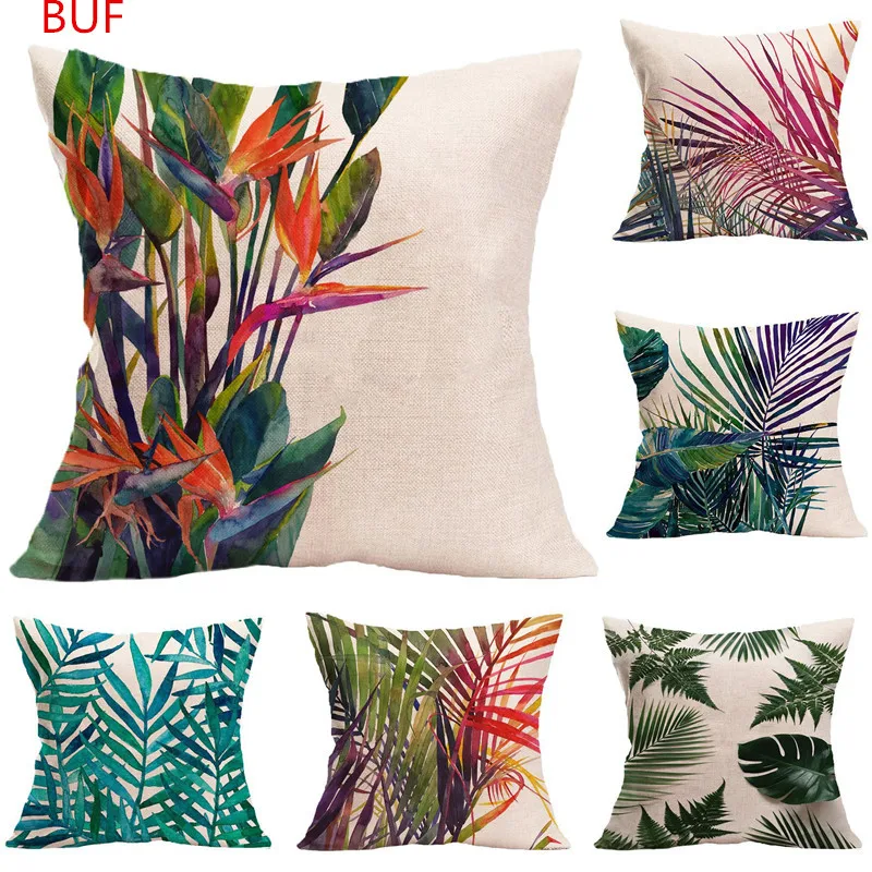 

Digitally Printed Tropical Rainforest Style Pillow Cover Cushion Case Home Decorective Cover Office Pillow Case 45*45cm