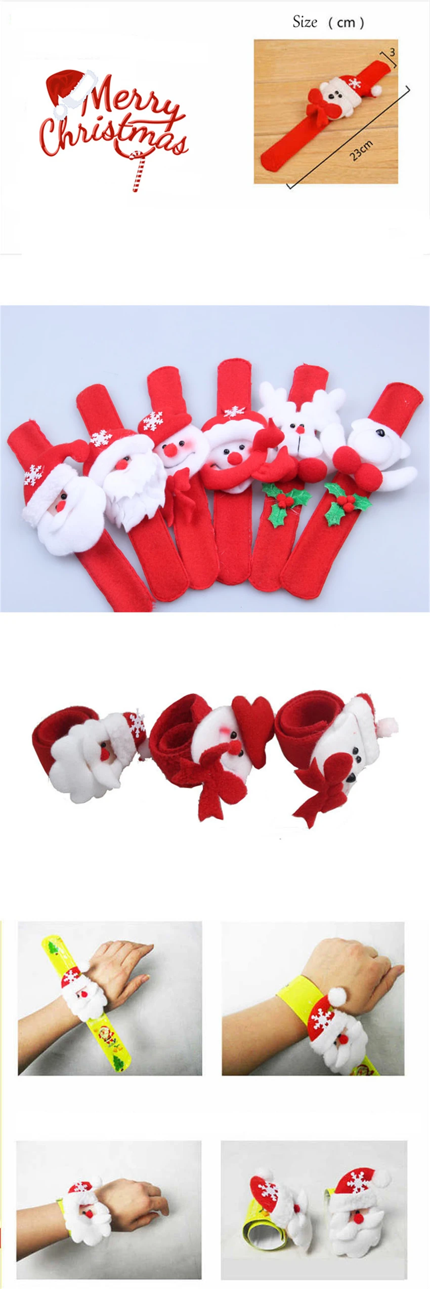 Горячая Рождество мультфильм животное Мягкая повязка Лось Снеговики Санта Клаус Медведи детские браслеты рождественские игрушки для детей