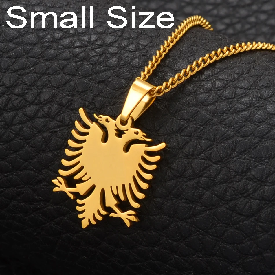 

Anniyo Albania Eagle Small Size Pendant Necklaces Gold Color & Stainless Steel Jewelry Ethnic Gifts for Women Girls Kids #110221
