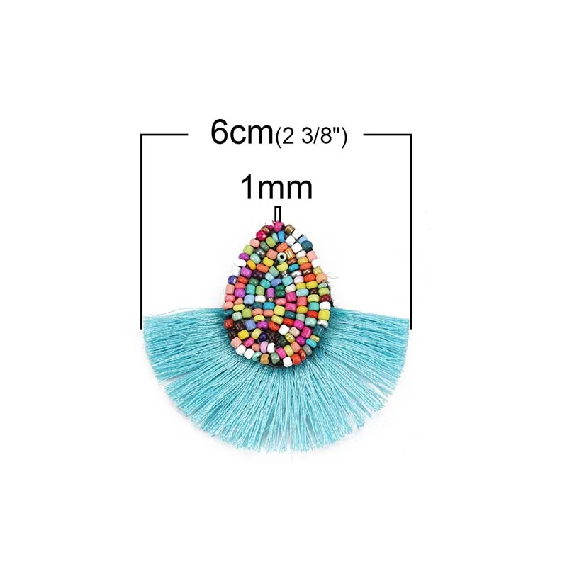 3 шт. полиэфирные Подвески с кисточками и бусинами в форме капли, разноцветные аксессуары для одежды, украшения из ткани, сделай сам, изготовление ювелирных изделий - Цвет: 7
