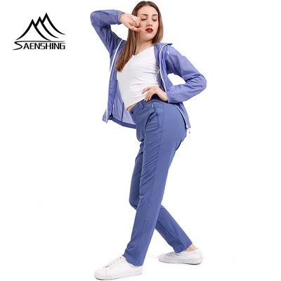 SAENSHING, женские уличные спортивные штаны, тянущиеся походные треккинговые штаны для бега, водонепроницаемые женские брюки - Цвет: blue