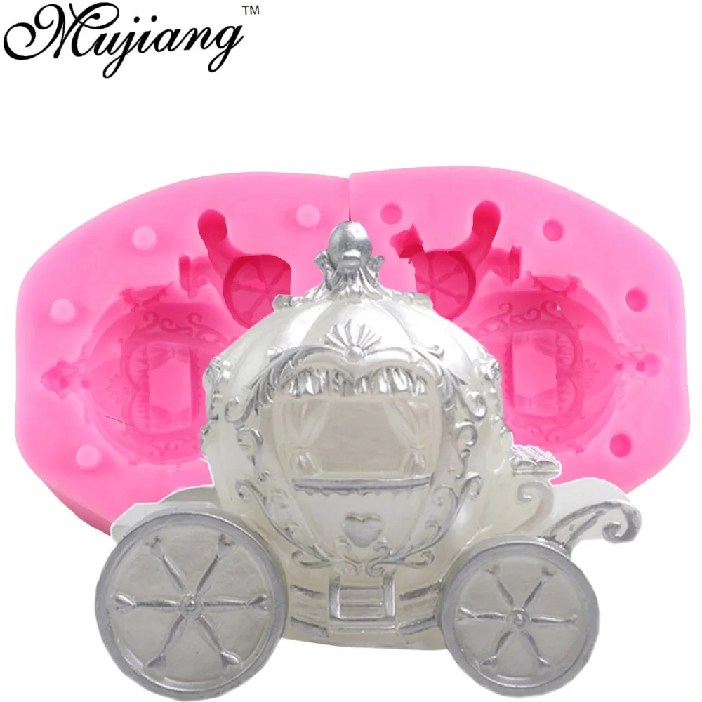 

3D Pumpkin Carriage Silicone Candle Mold Fondant Wedding Cake Decorating Tools Chocolate Mould Resin Clay Soap Molds XL078