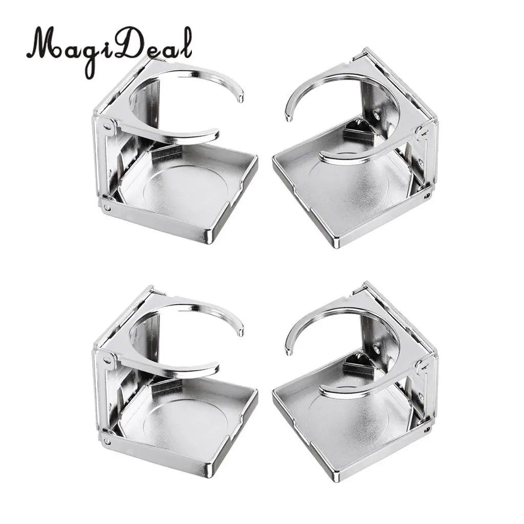 MagiDeal 4 Pieces Plastic Foldable Beverage Drink Cup Holder for Car Boat Marine Foosball Table Silver