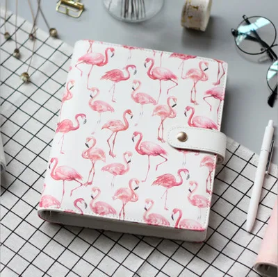 

A5 Flamingo Cover Of Notebook Cute Planner Accessory Loose Leaf Binder Shell Office School Reused Cover